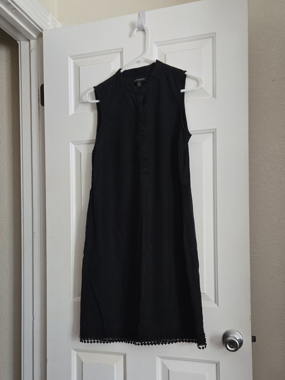 Banana Republic Black Sleeveless Dress with Trim